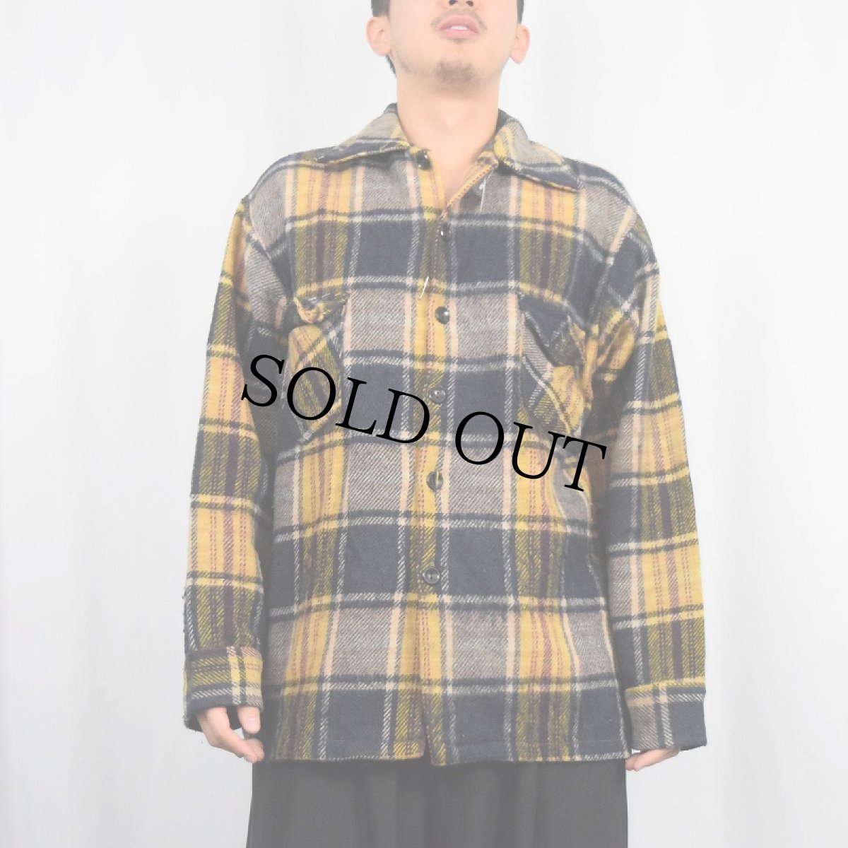 画像2: 70〜80's チェック柄 ウールシャツジャケット (2)