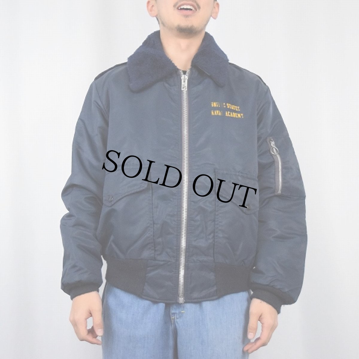 画像2: 70's David-Peyser "UNITED STATE NAVAL ACADEMY" ナイロンフライトジャケット M (2)