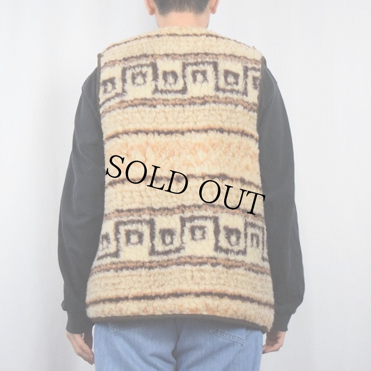 画像3: 総柄 ウールボアベスト 52/54 (3)