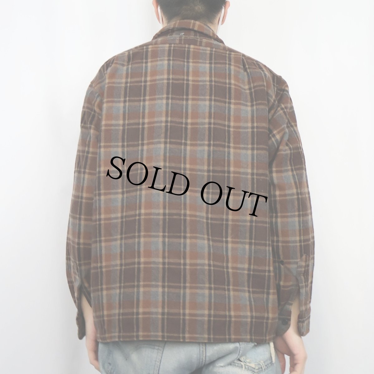 画像3: 70's Pendleton USA製 チェック柄 ウールオープンカラーシャツ XL (3)