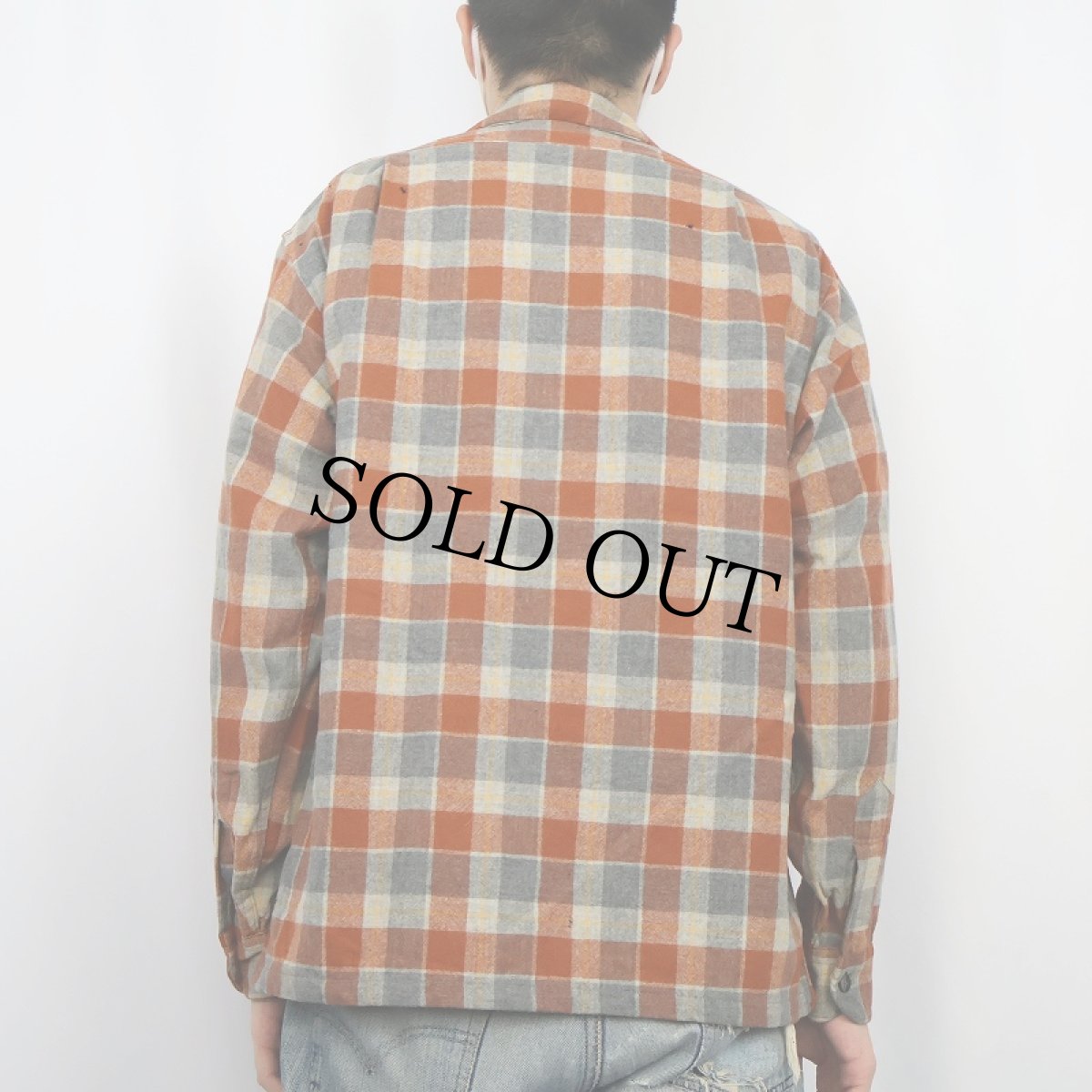 画像3: 70's Pendleton USA製 チェック柄 ウールオープンカラーシャツ L (3)