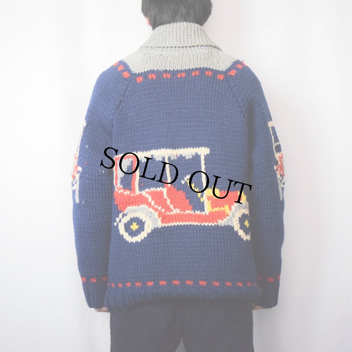 画像3: 70〜80's 車柄 カウチンニットジャケット (3)