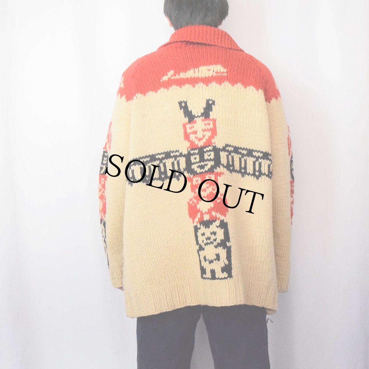 画像3: 70〜80's サンダーバード柄 カウチンニットジャケット (3)