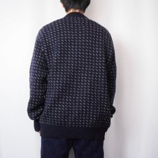 画像3: ALPS バーズアイ柄 ウールニットセーター NAVY (3)