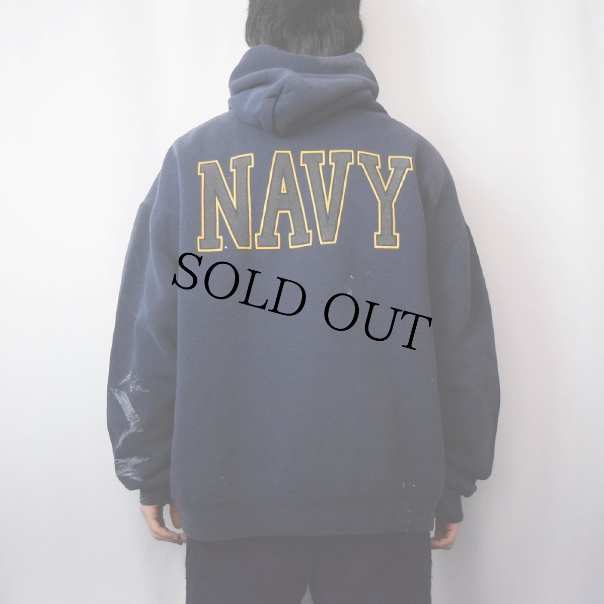 画像3: 90's SOFFE USA製 "U.S.NAVY" ペンキペイント スウェットフーディー XL (3)