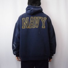 画像3: 90's SOFFE USA製 "U.S.NAVY" ペンキペイント スウェットフーディー XL (3)