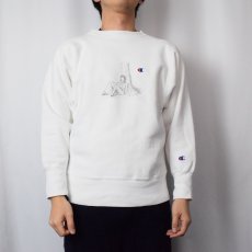 画像3: 90's〜 Champion REVERSE WEAVE イラストプリントスウェット WHITE M (3)