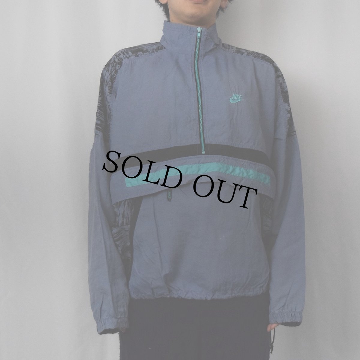 画像2: NIKE 切り替えデザイン ナイロンアノラックジャケット L (2)