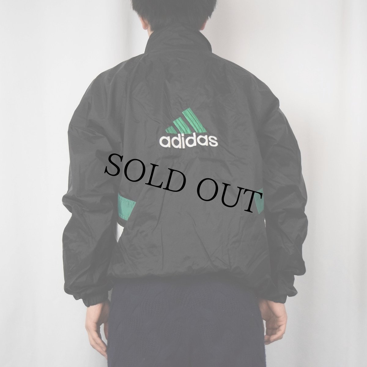 画像3: 90's adidas ロゴ刺繍 ナイロンジャケット M (3)