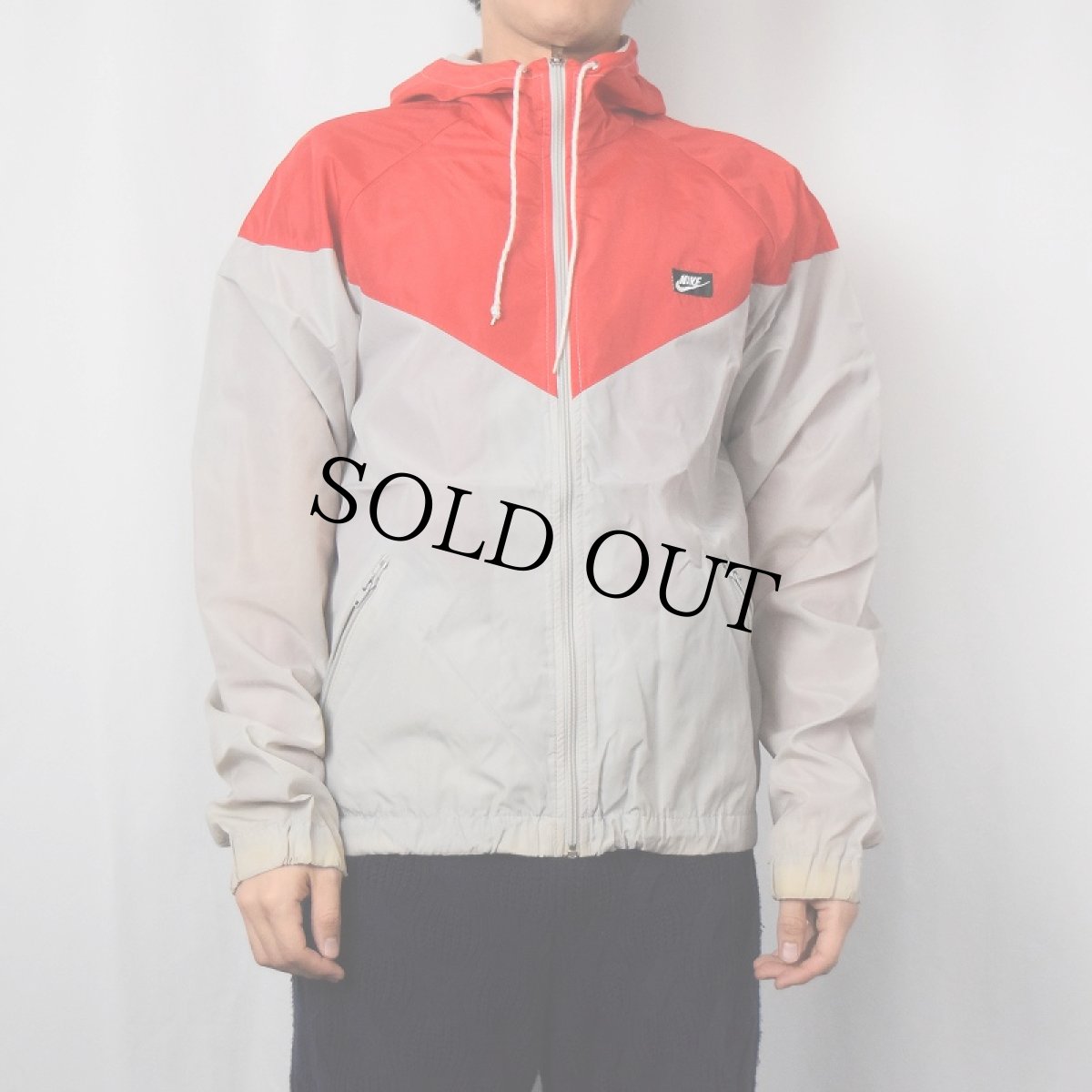 画像2: 90's NIKE 銀タグ ツートーン ナイロンパーカー M (2)