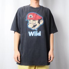 画像2: スーパーマリオ "wiid" ガンジャプリント キャラクターパロディTシャツ (2)