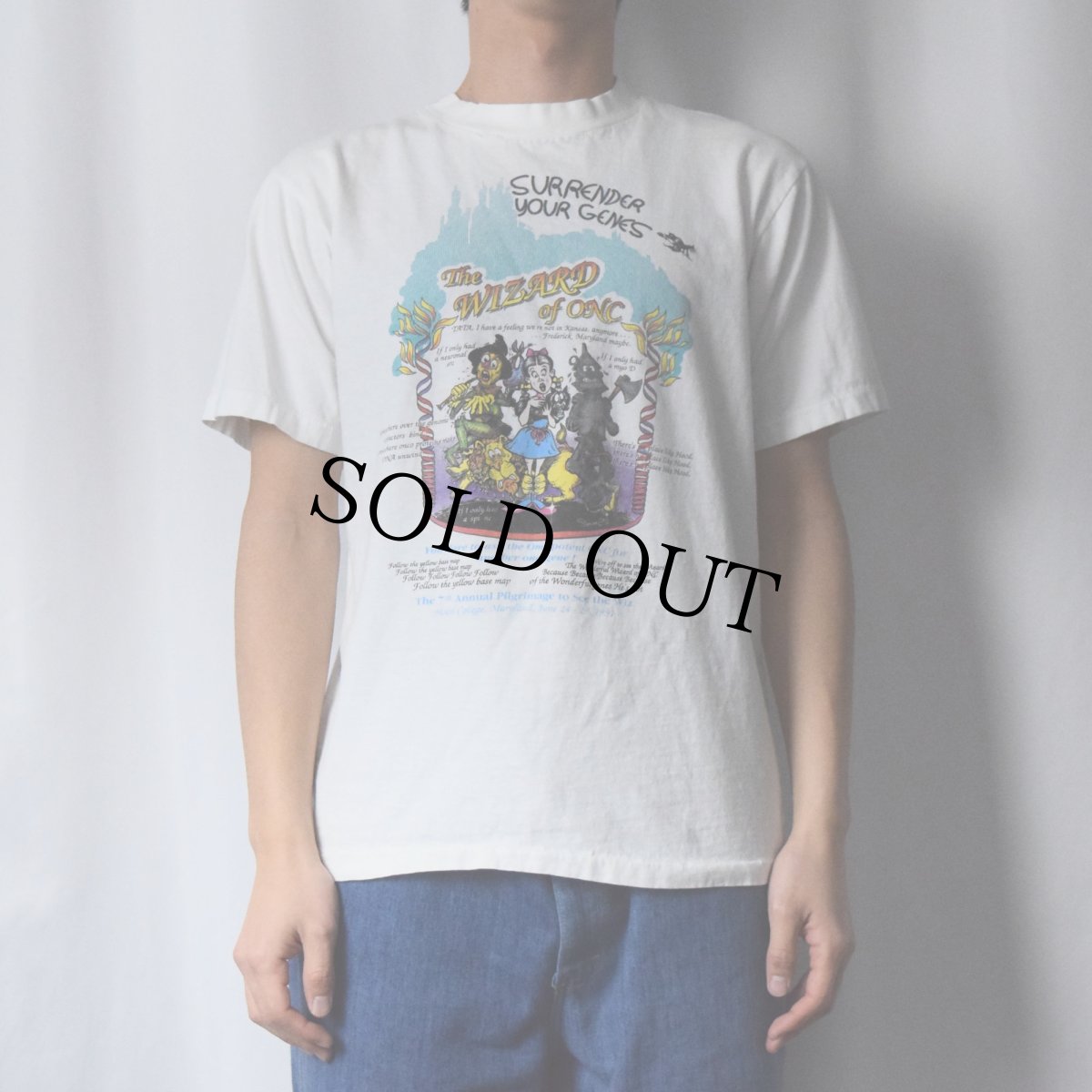 画像2: 90's USA製 オズの魔法使い パロディプリントTシャツ L (2)