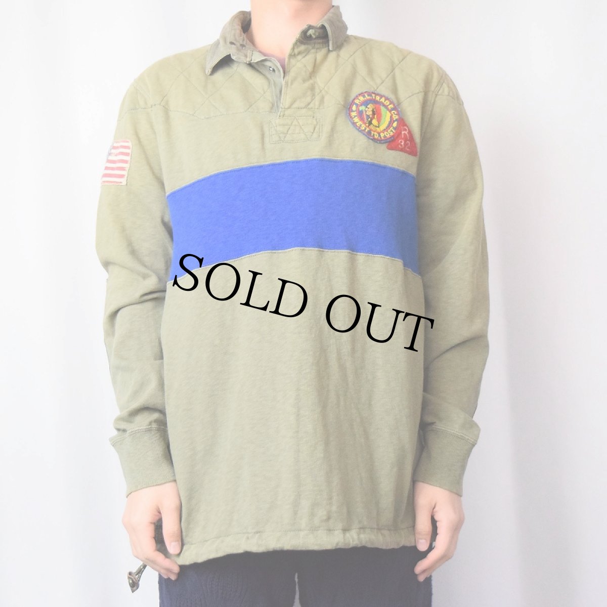 画像2: POLO Ralph Lauren "CUSTOM FIT" インディアンヘッド×R32 パッチ付きラガーシャツ L (2)