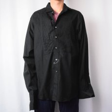 画像2: POLO Ralph Lauren "ESTATE FORMAL CUSTOM FIT" プリーツデザイン タキシードシャツ BLACK XL (2)
