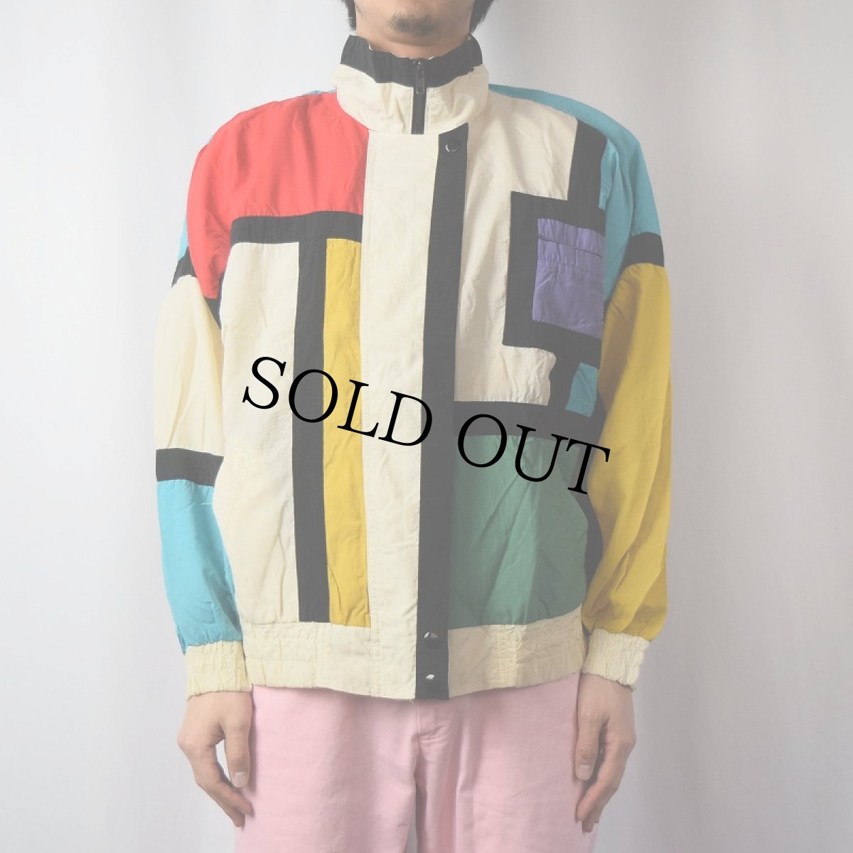 画像3: モンドリアンパターン ナイロンジャケット M (3)