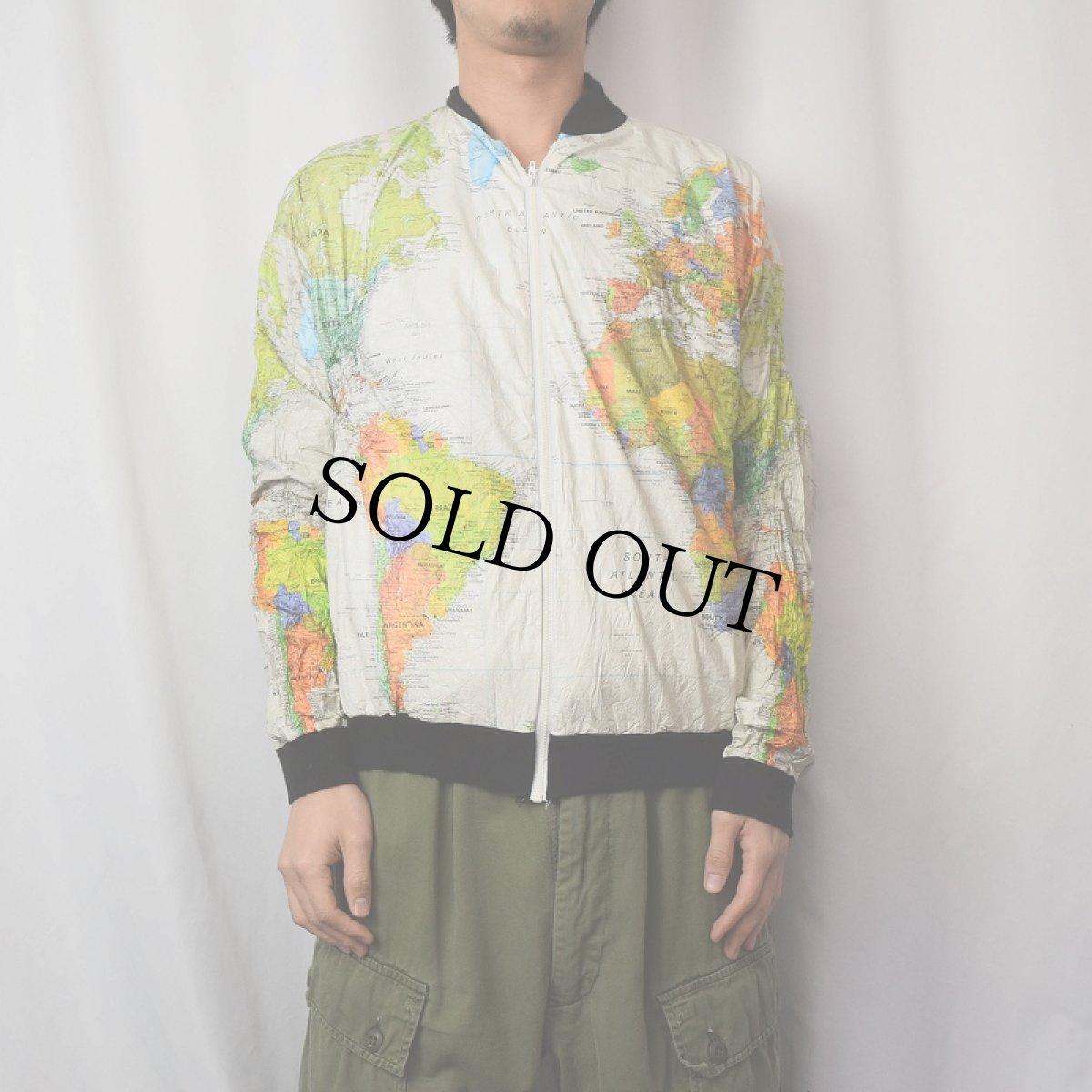画像3: 90's 世界地図柄 ペーパージャケット XL (3)