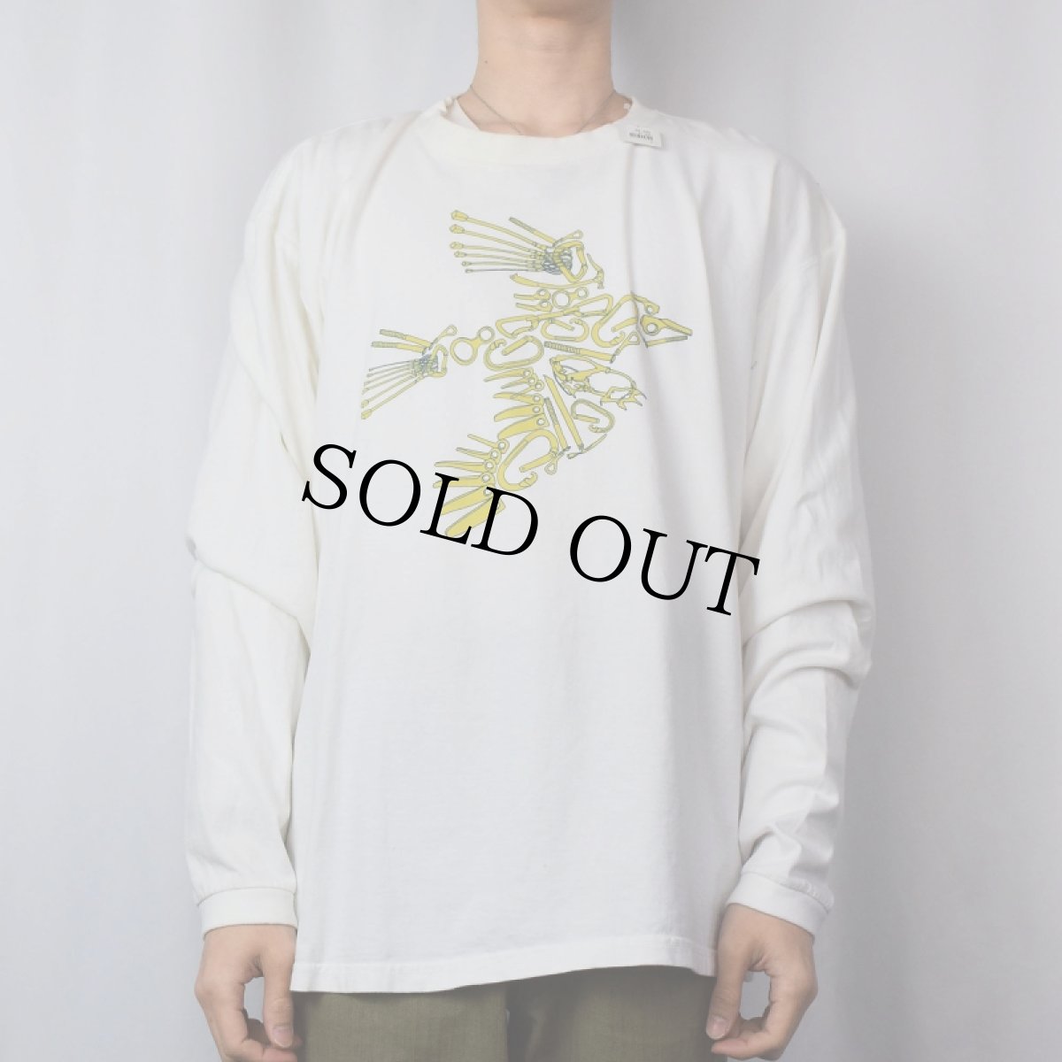 画像2: Patagonia ORGANIC COTTON カラビナ×鳥 騙し絵プリントロンT XL (2)