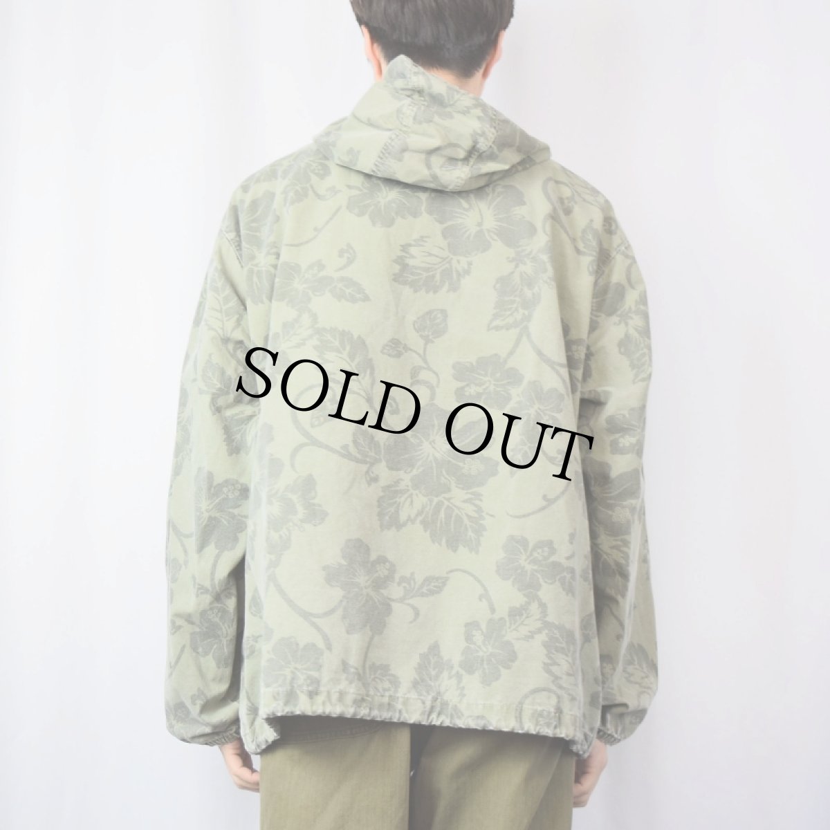 画像3: OLD NAVY ハイビスカス柄 コットンアノラックパーカー XL (3)