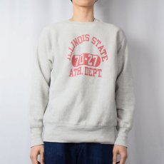 画像2: 70's Champion REVERSE WEAVE 初期単色タグ USA製 "ILLINOIS STATE" 染み込みプリントスウェット L (2)