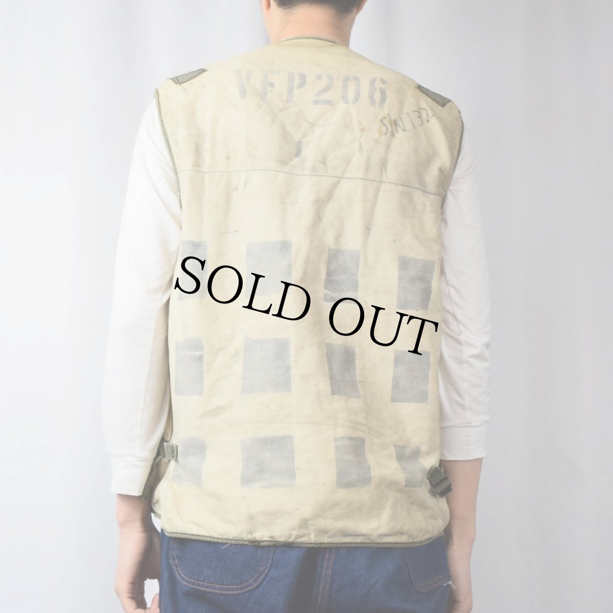 画像4: 70's U.S.NAVY "VFP-206" ステンシル入り カスタム ライフプリザーバー ベスト LARGE (4)