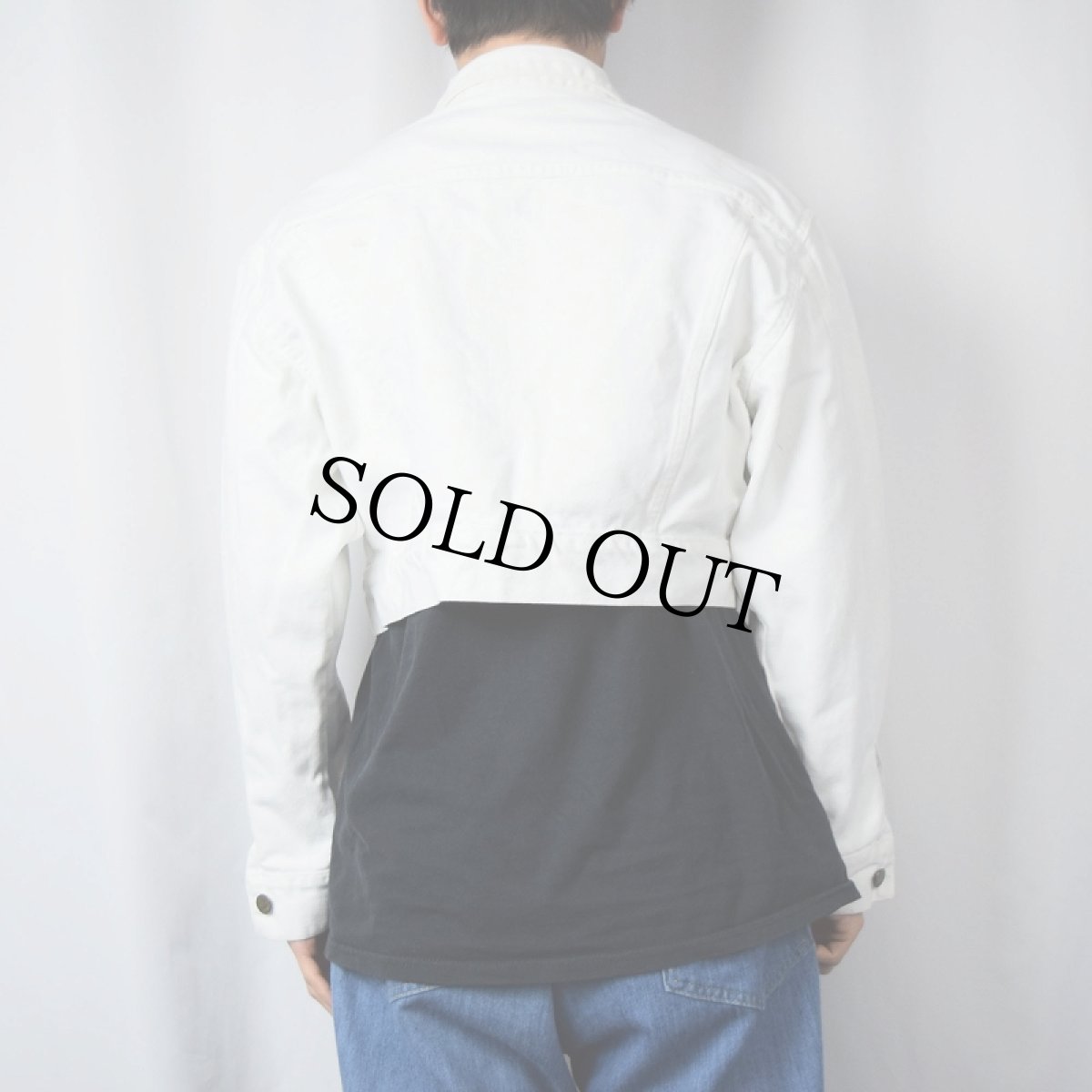 画像3: 90's GUESS by GEORGES MARCIANO クロップドホワイトデニムジャケット M (3)