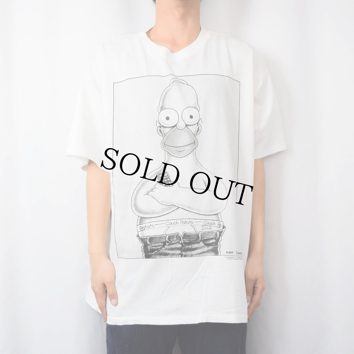 画像3: 90's THE SIMPSONS "Couch Potato" USA製 Calvin KleinパロディTシャツ XL (3)