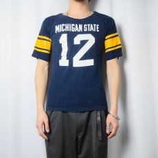 画像2: 70's Champion USA製 バータグ "MICHIGAN STATE 12" フットボールTシャツ M (2)