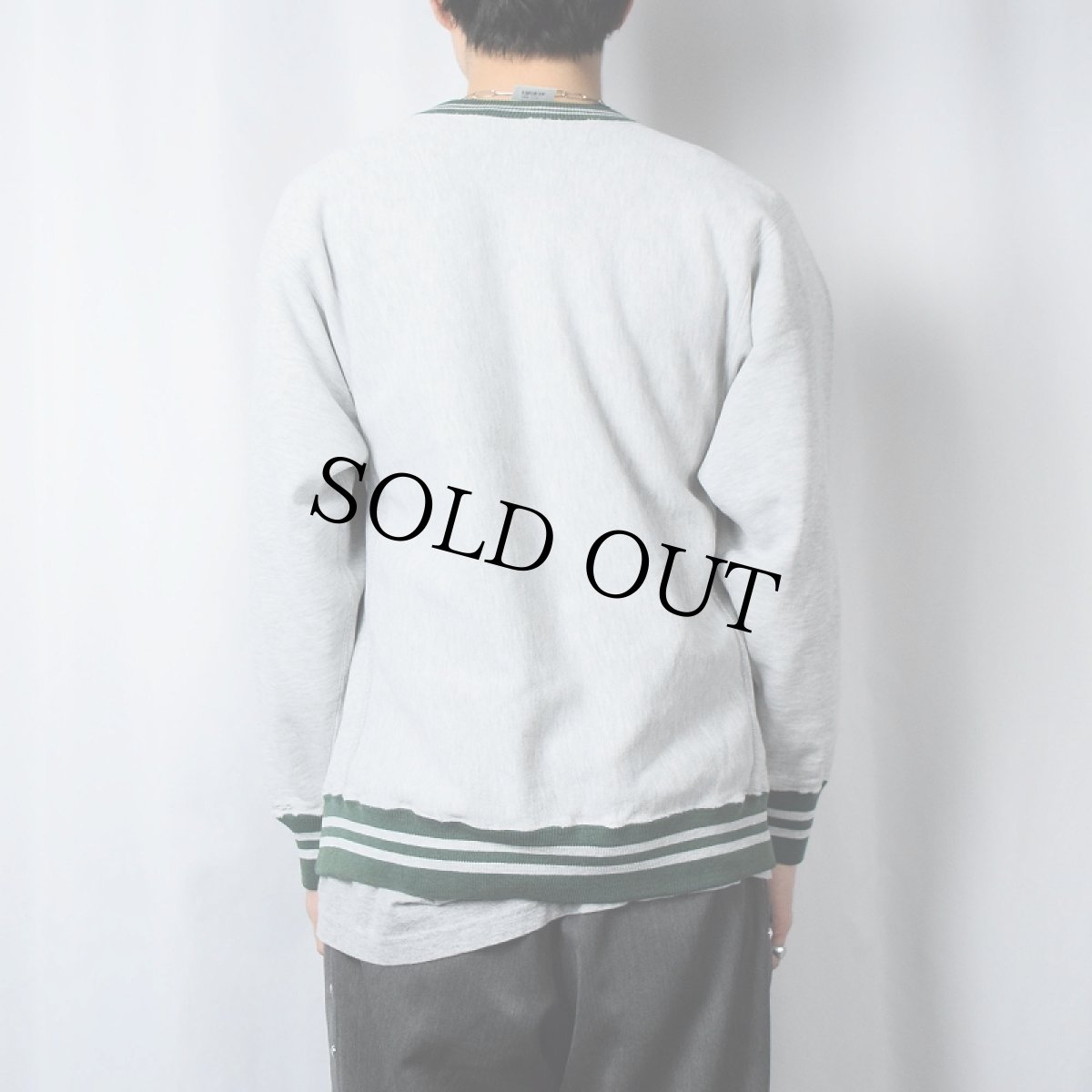 画像3: 80's Champion REVERSE WEAVE USA製 トリコタグ "MICHIGAN STATE" 刺繍入り リブボーダースウェット L (3)