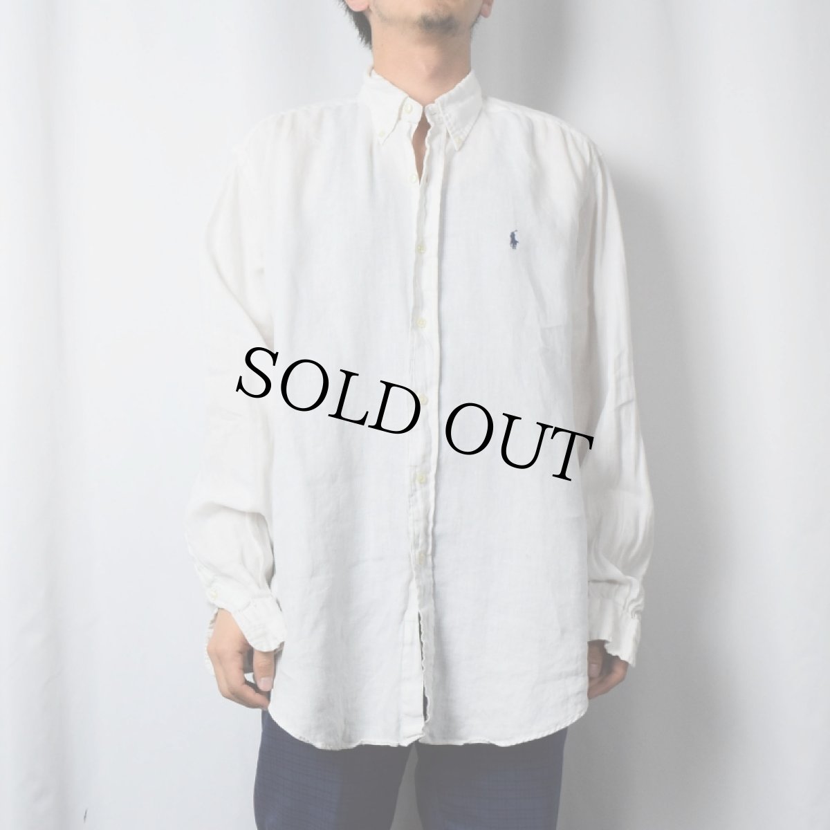 画像2: Ralph Lauren "CLASSIC FIT" リネンボタンダウンシャツ XL (2)