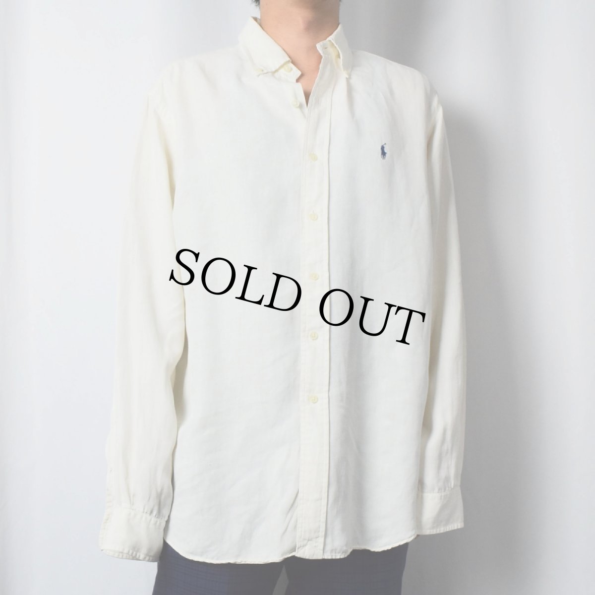 画像2: Ralph Lauren "CLASSIC FIT" リネン×シルクボタンダウンシャツ L (2)