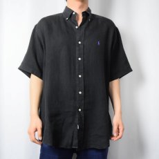 画像2: Ralph Lauren "BLAKE" リネンボタンダウンシャツ BLACK M (2)