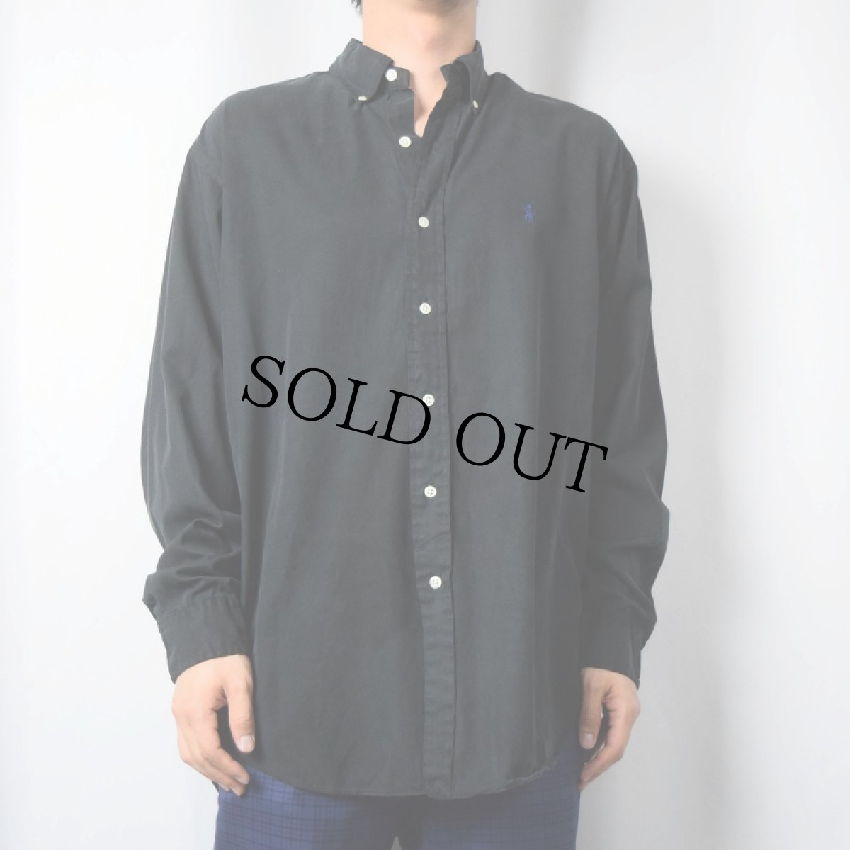 画像2: Ralph Lauren "BLAKE" シルク×コットンボタンダウンシャツ BLACK M (2)