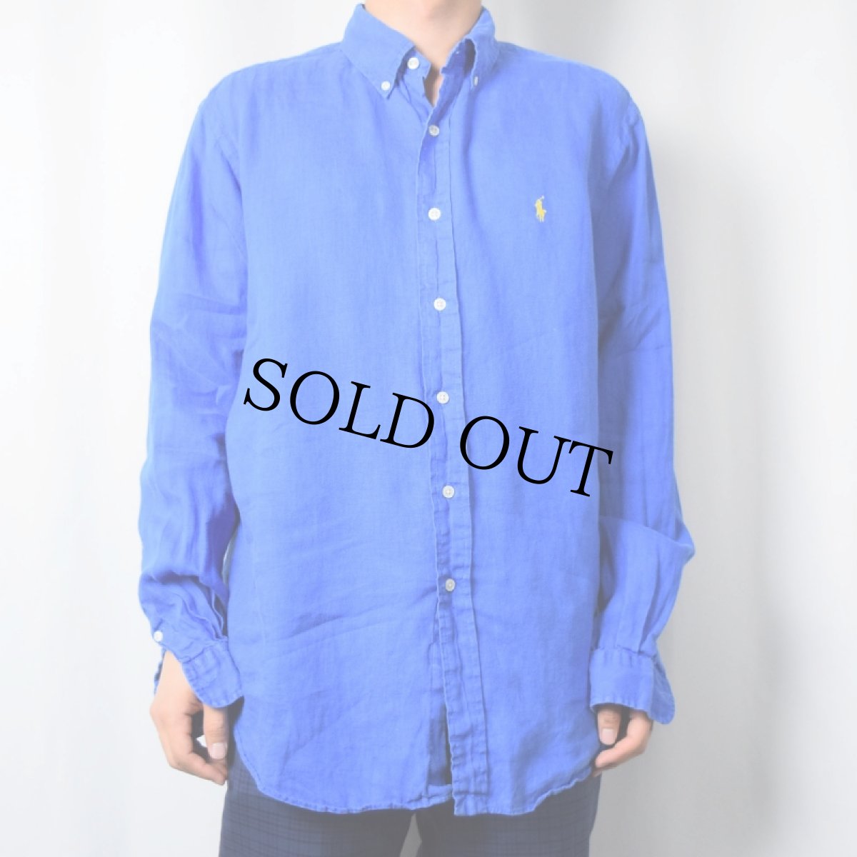 画像2: Ralph Lauren "CLASSIC FIT" リネンボタンダウンシャツ L (2)