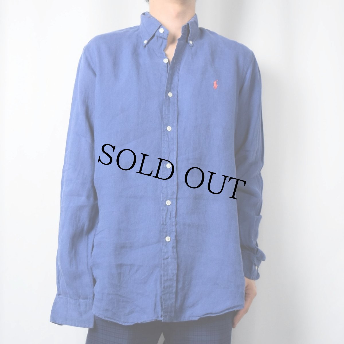 画像2: Ralph Lauren "CUSTOM FIT" リネンボタンダウンシャツ M (2)