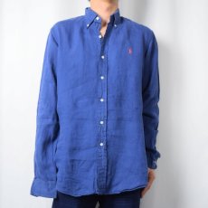 画像2: Ralph Lauren "CUSTOM FIT" リネンボタンダウンシャツ M (2)