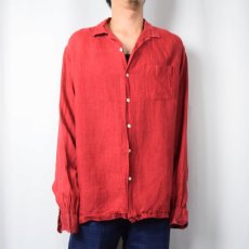 画像2: POLO Ralph Lauren "ARTIST WORKSHIRT" リネンオープンカラーシャツ M (2)