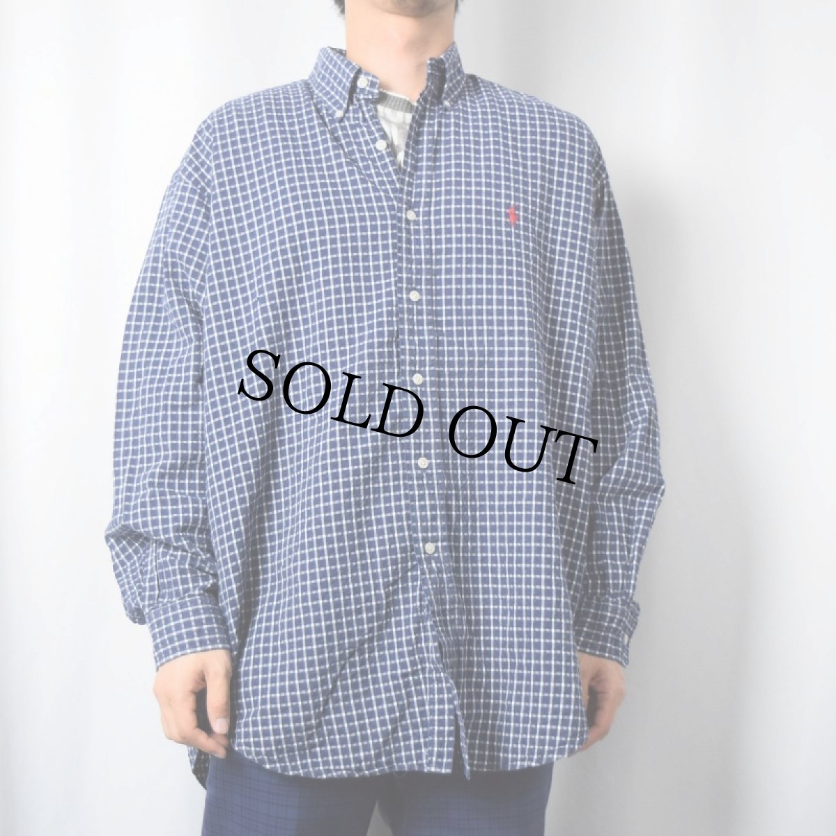 画像2: Ralph Lauren "BLAIRE" チェック柄 シアサッカーボタンダウンシャツ L (2)