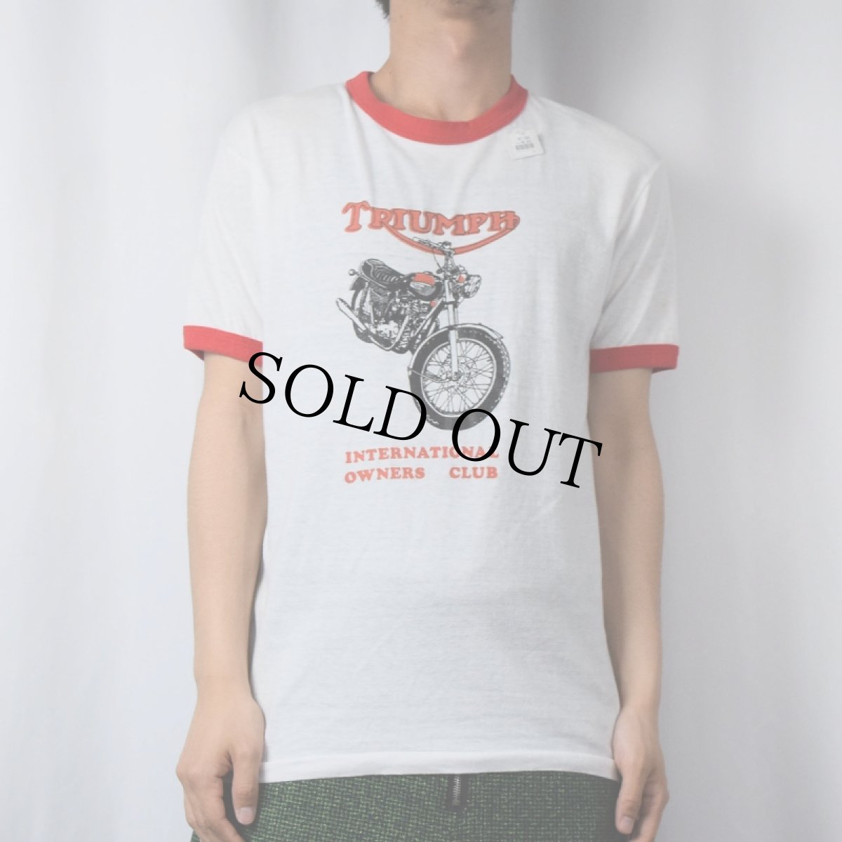 画像2: 80's "TRIUMPH" バイカープリント リンガーTシャツ (2)