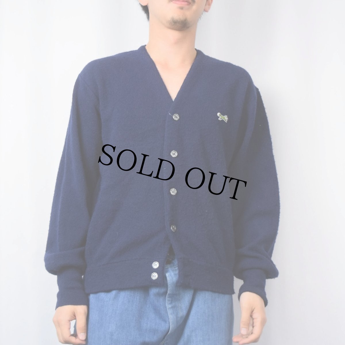 画像2: 80's The Fox JCPenney アクリルニットカーディガン NAVY M (2)