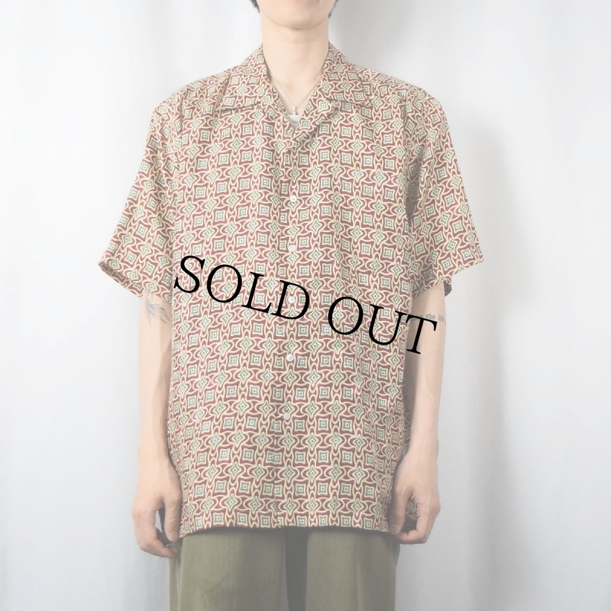 画像2: 90's POLO Ralph Lauren USA製 総柄シルクオープンカラーシャツ L (2)