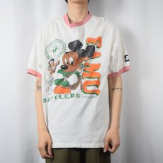 画像2: 90's USA製 FAMU RATTLERS フットボールチーム 黒人ミッキープリント リンガーTシャツ XL (2)