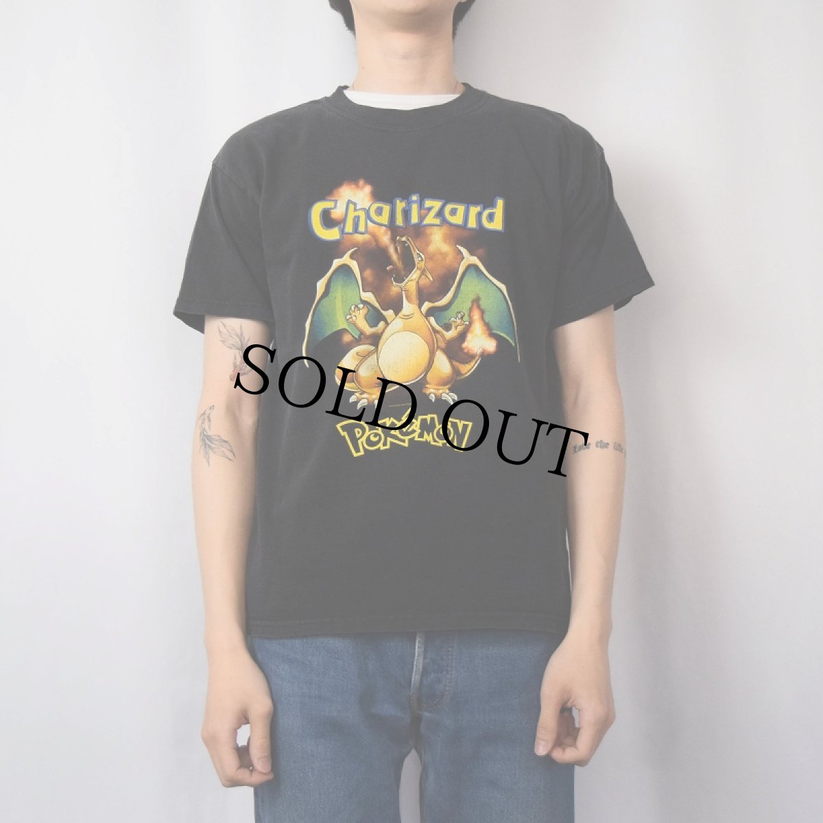 画像2: 90's POKEMON リザードン ゲームキャラクタープリントTシャツ BLACK XL (2)