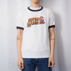 画像2: 90's SUPER MARIO BROS. USA製 ゲームキャラクタープリント リンガーTシャツ M (2)