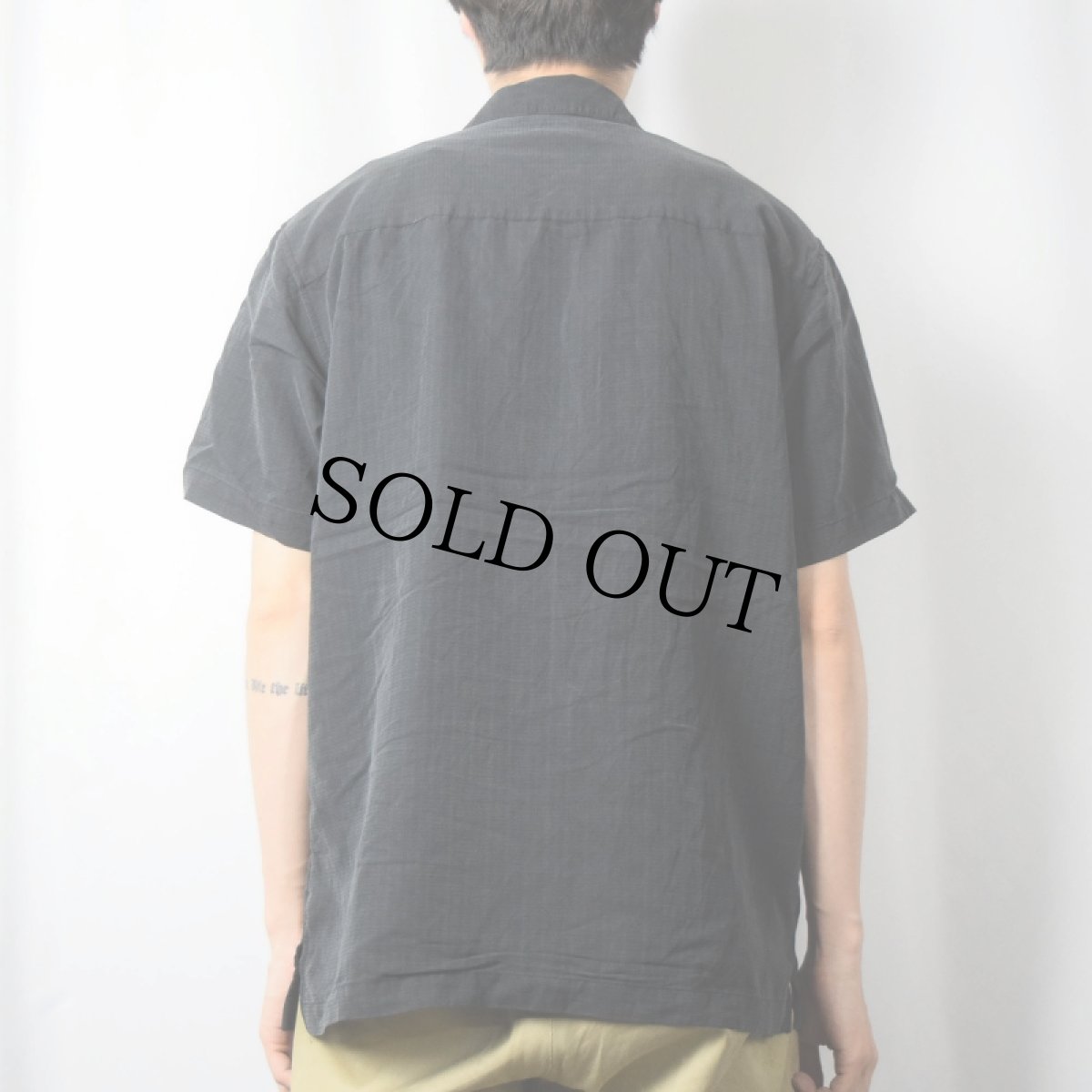 画像3: CHEROKEE カジノ柄刺繍 レーヨン×ポリ オープンカラーシャツ BLACK M (3)