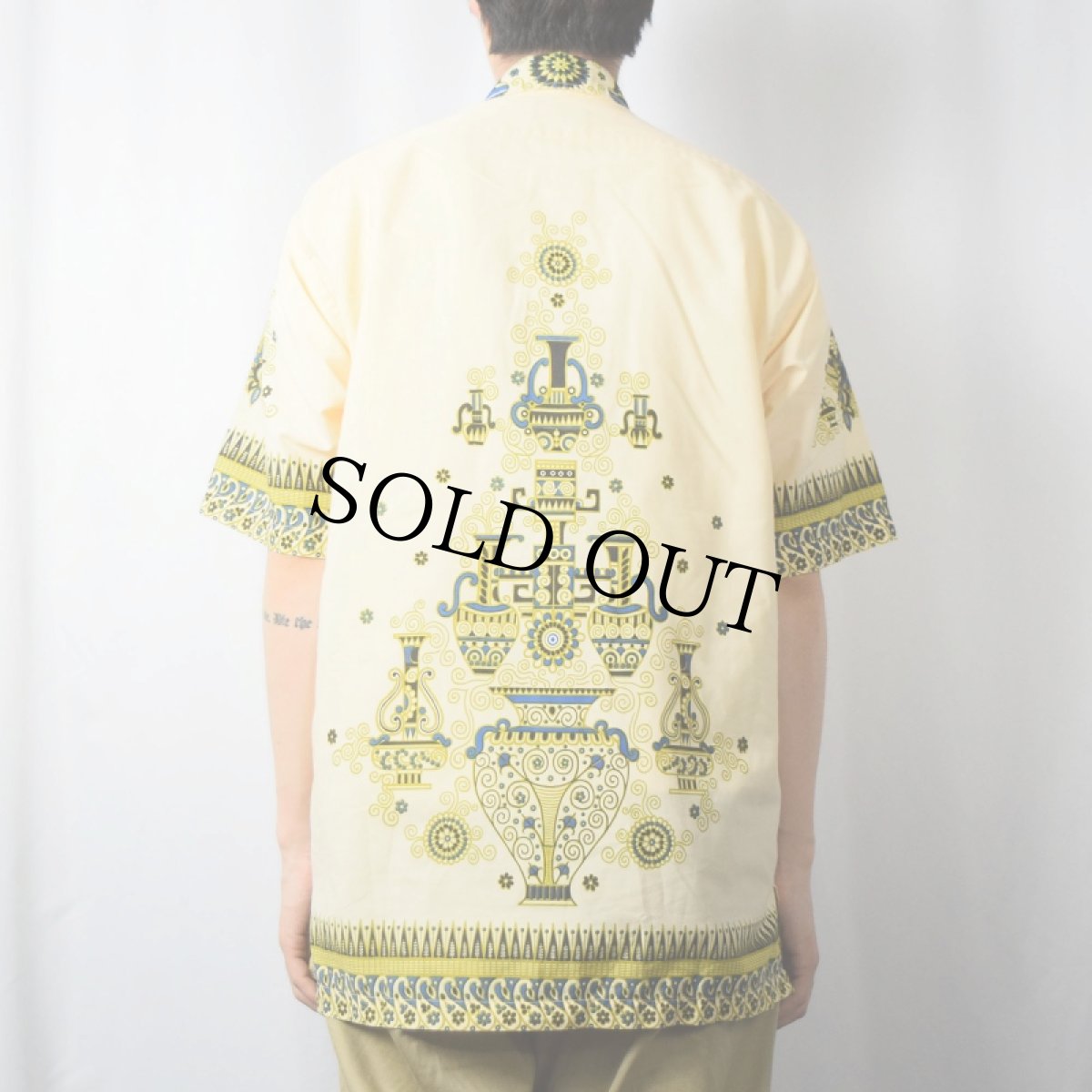 画像3: 70's BATIL KERIS オリエンタル柄 コットンポリシャツ XL (3)