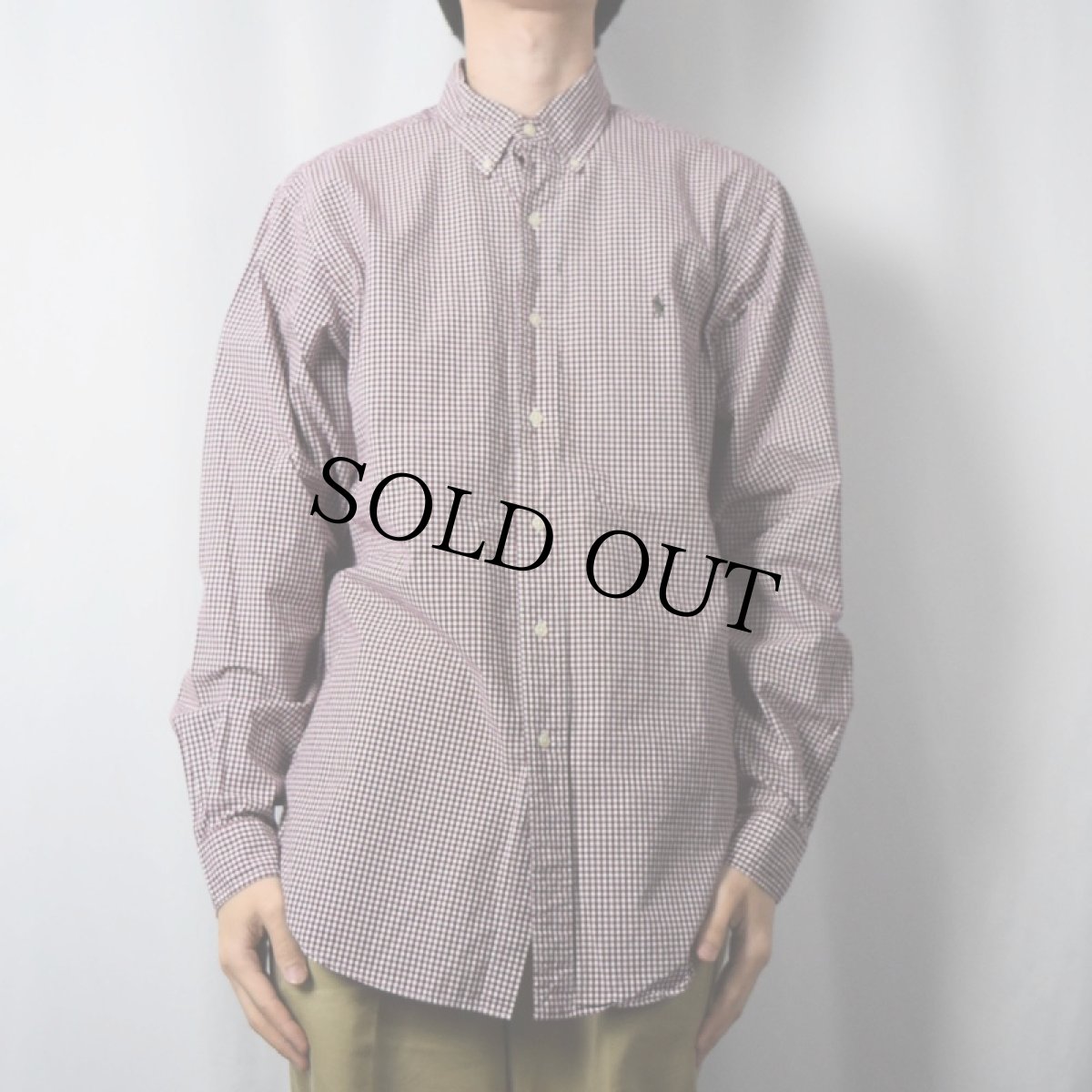 画像2: Ralph Lauren "CLASSIC FIT" ギンガムチェック柄 ボタンダウンコットンシャツ L (2)