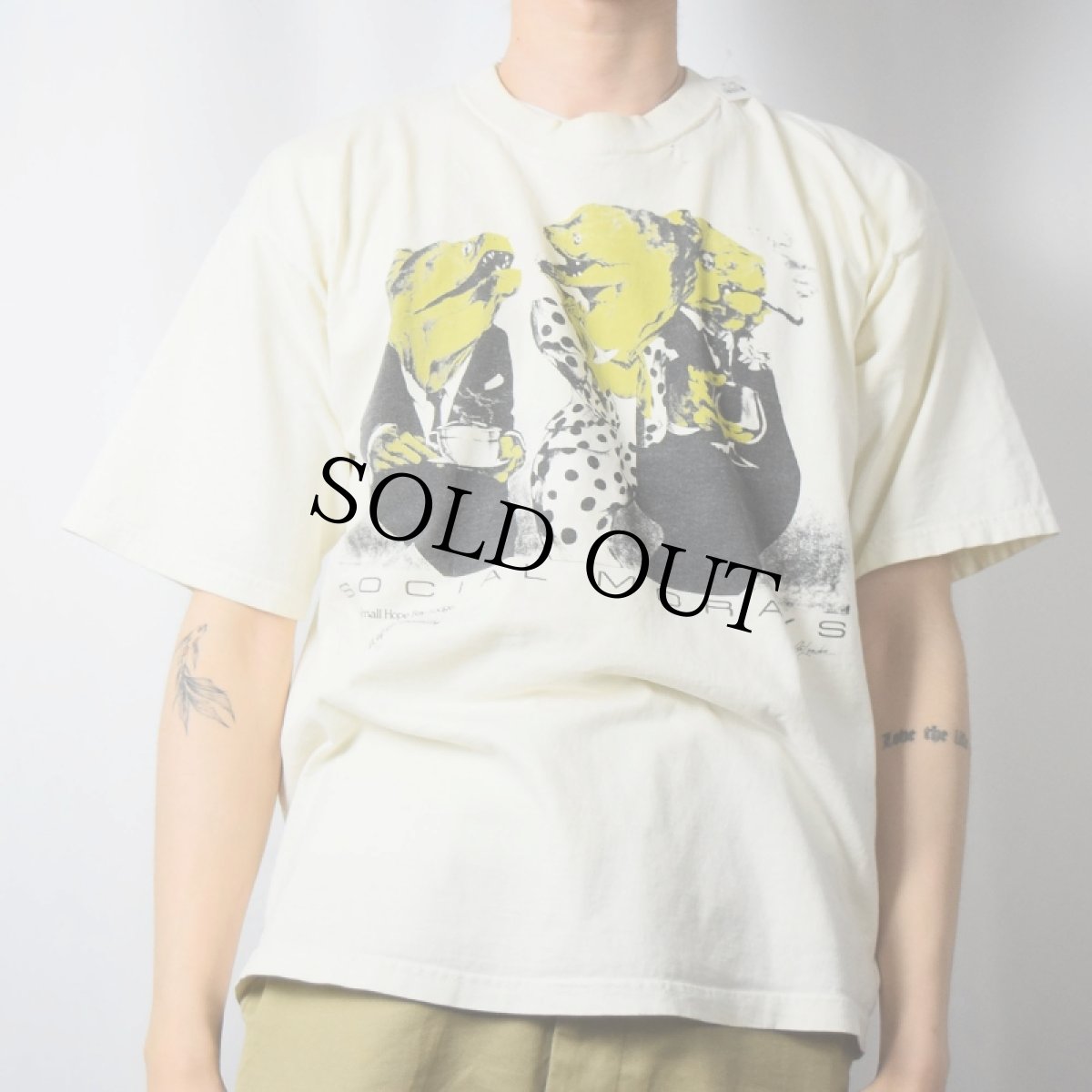 画像2: "SOCIAL MORAYS" アートパロディプリントTシャツ L (2)