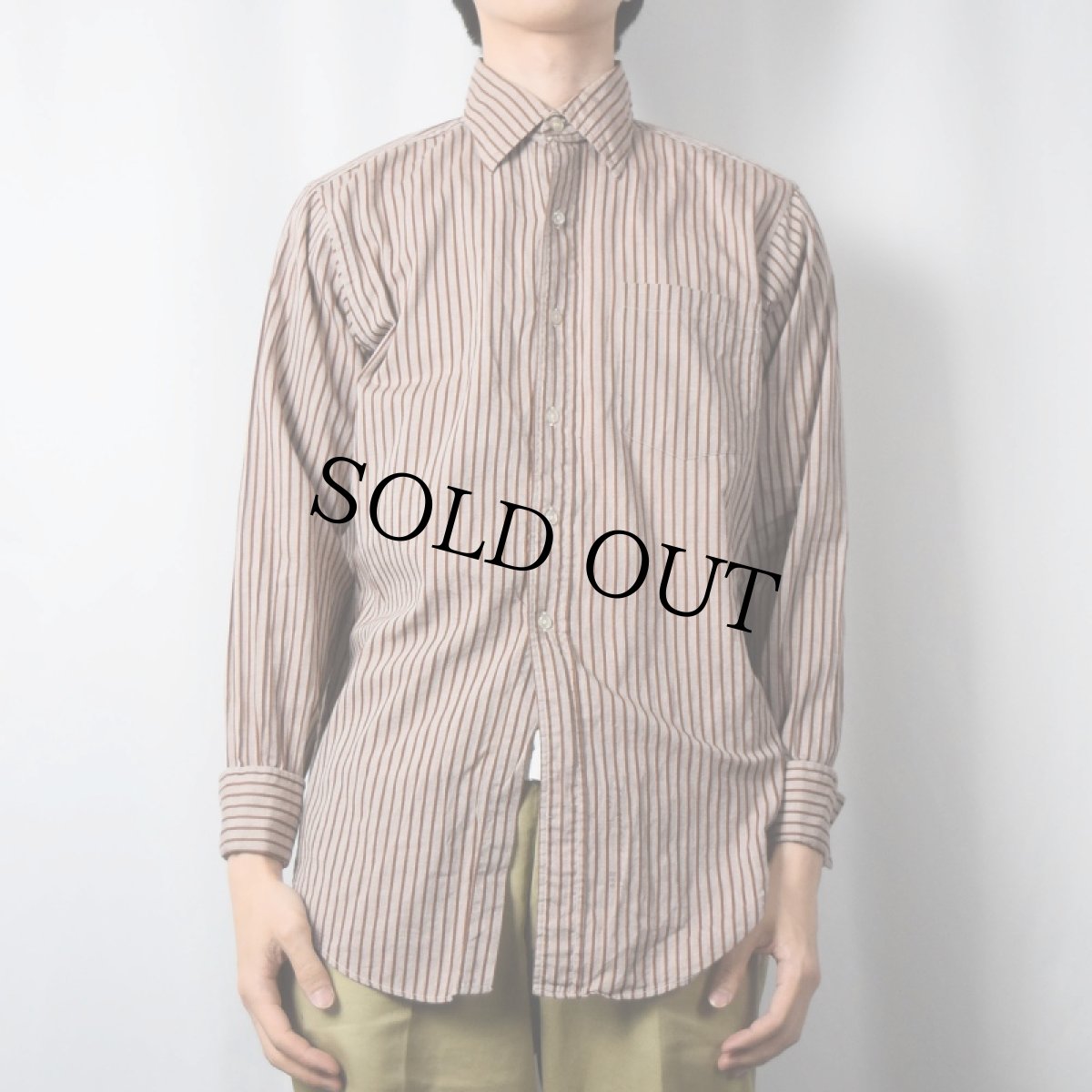 画像2: 60's The English Shop by Hathaway ストライプ柄 ダブルカフスコットンシャツ (2)