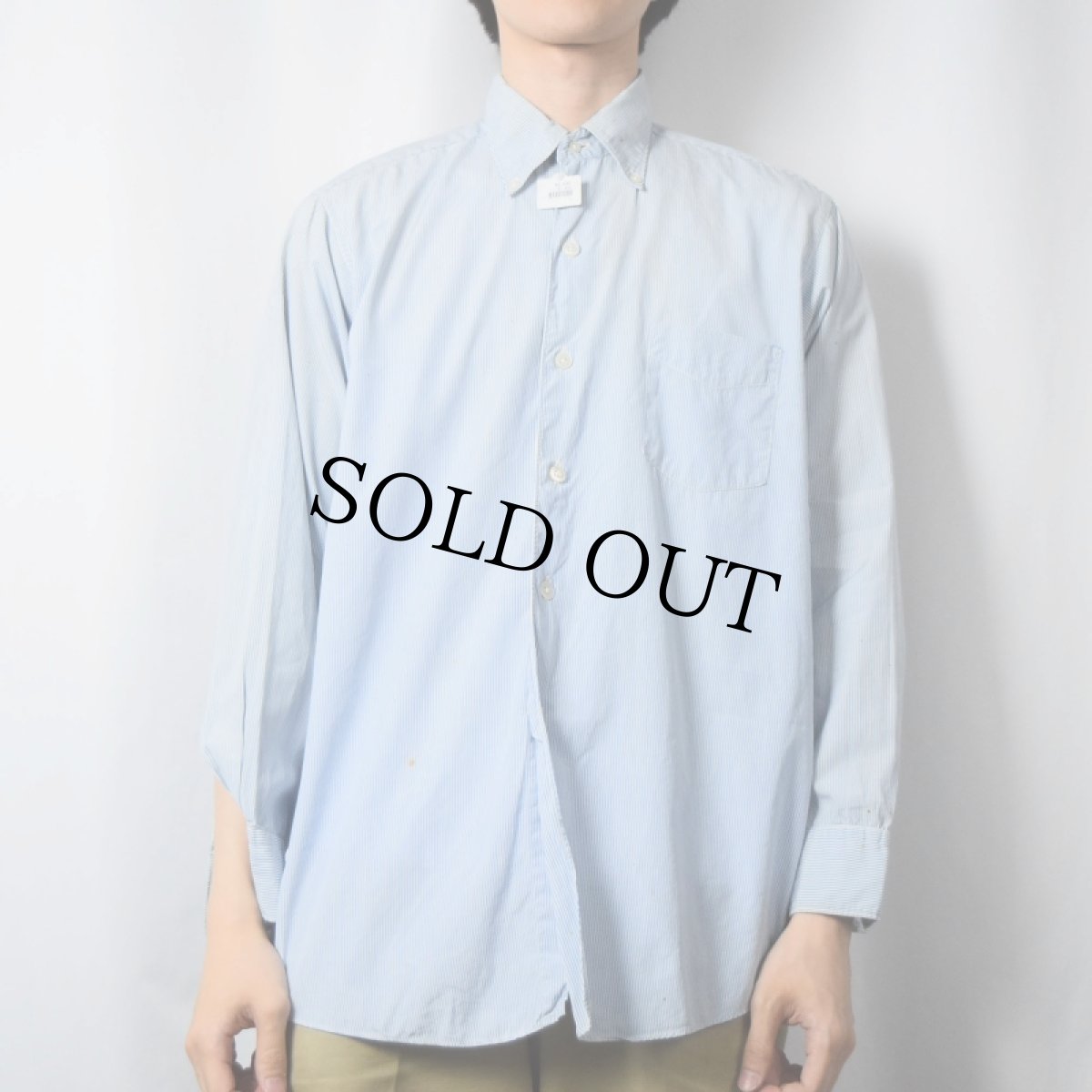 画像2: 60's Bloomingdale's マチ付き ストライプ柄 ボタンダウンコットンシャツ (2)