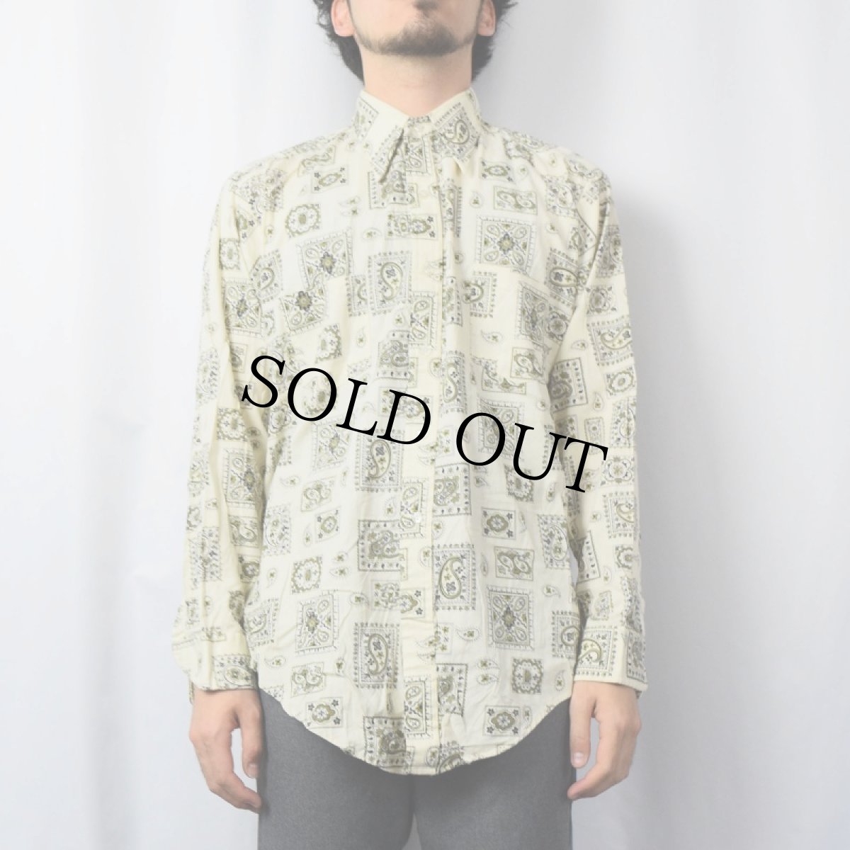 画像2: 70's Dutchmaid ペイズリー柄 コットンシャツ 16 1/2 (2)